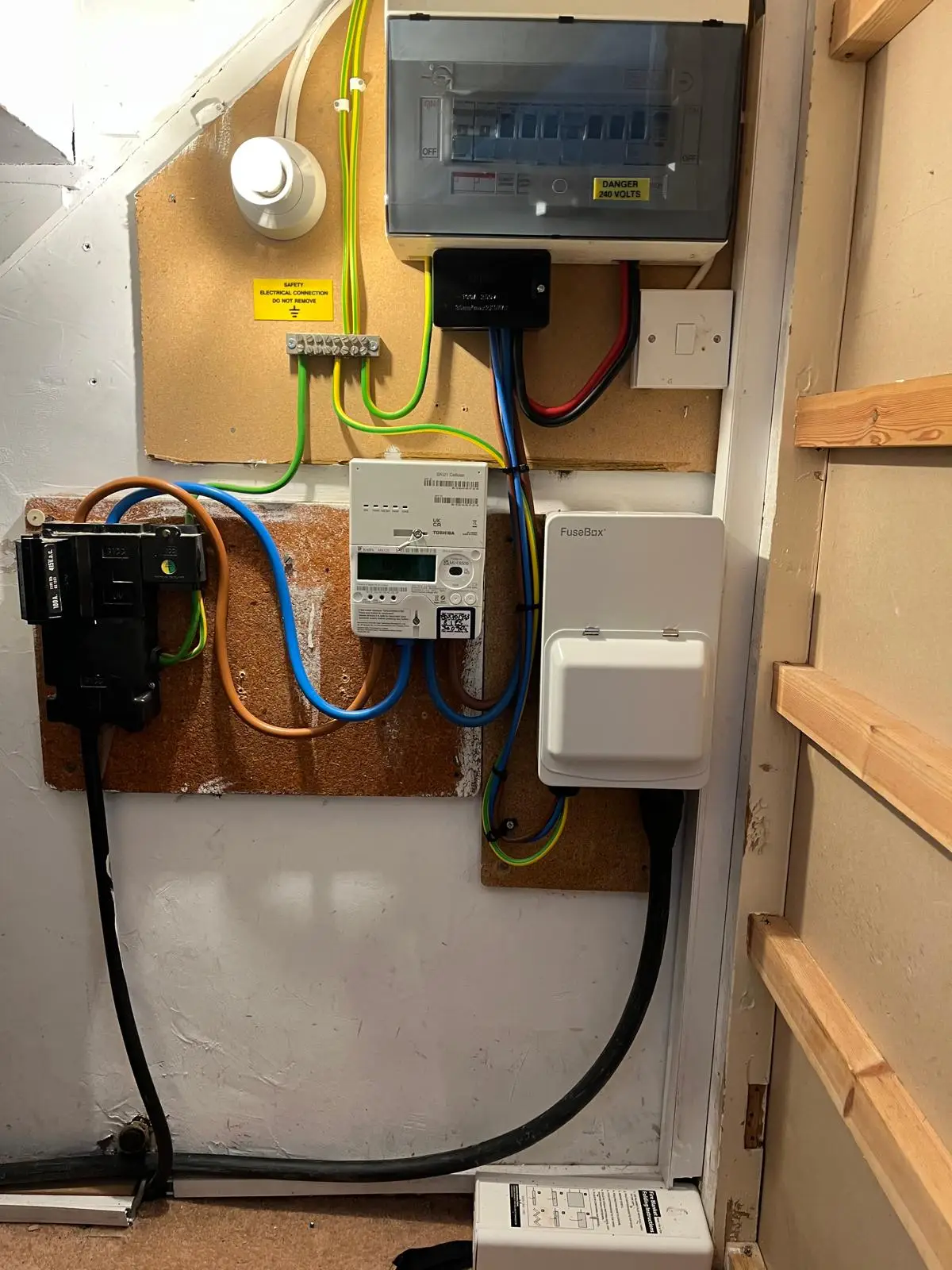 Consumer unit installed as part of an Ohme Home Pro EV charger installation in Walton-on-Thames by Bring it Ohm Electrical Solutions